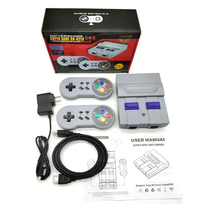 Retro Mini Super Classic SNES Video Game Machine HD SN-821A Wireless Mini TV Video Game Console 2.4G wireless