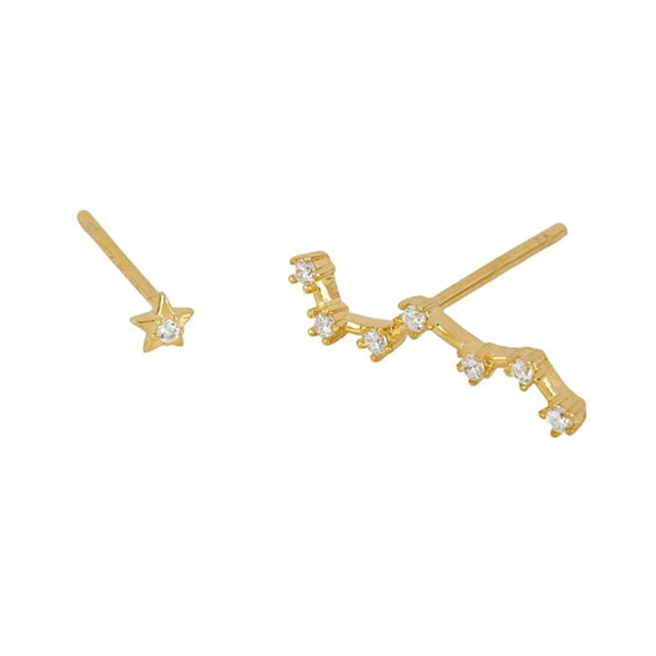 

women fashion jewelry 18k gold vermeil popular jewelry trendy 925 sterling silver Different on both sides stud earrings