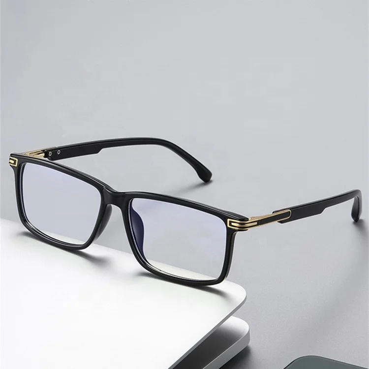 

High end computer myopia lenses eyeglasses designer authentic small rectangle tr90 frame glasses for men black prescription