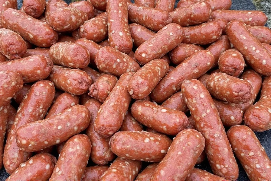 Finished sausage with visible seeds