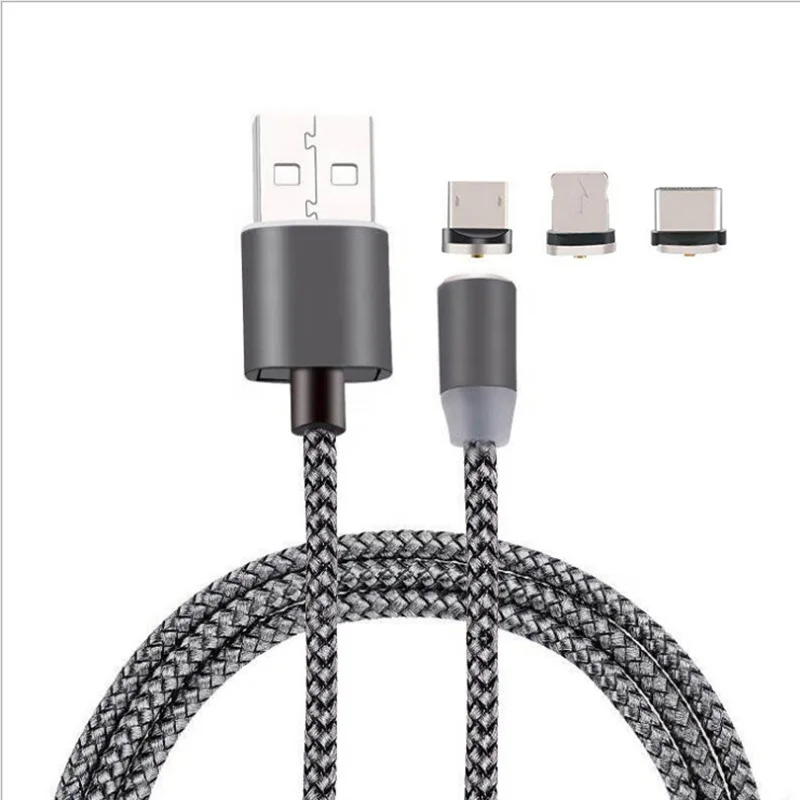 

360 Degree Nylon Braided Magnetic Charging Cable Magnet Connector Plug Micro USB For Type C Non-Data Transfer Cable