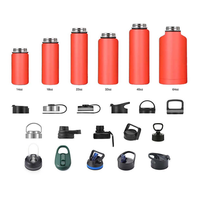 

2021 Popular Wide Mouth18oz 20oz 32oz 40oz 64oz Stainless Steel Vacuum Insulated Water Bottle with Various Lids, White pink blue black or customized colors