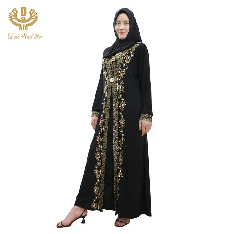 

overalls party wear islamic gown muslim dress abaya for women, Black