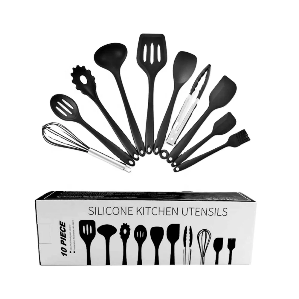 

All-inclusive silicone kitchenware set 10-piece set, Red black