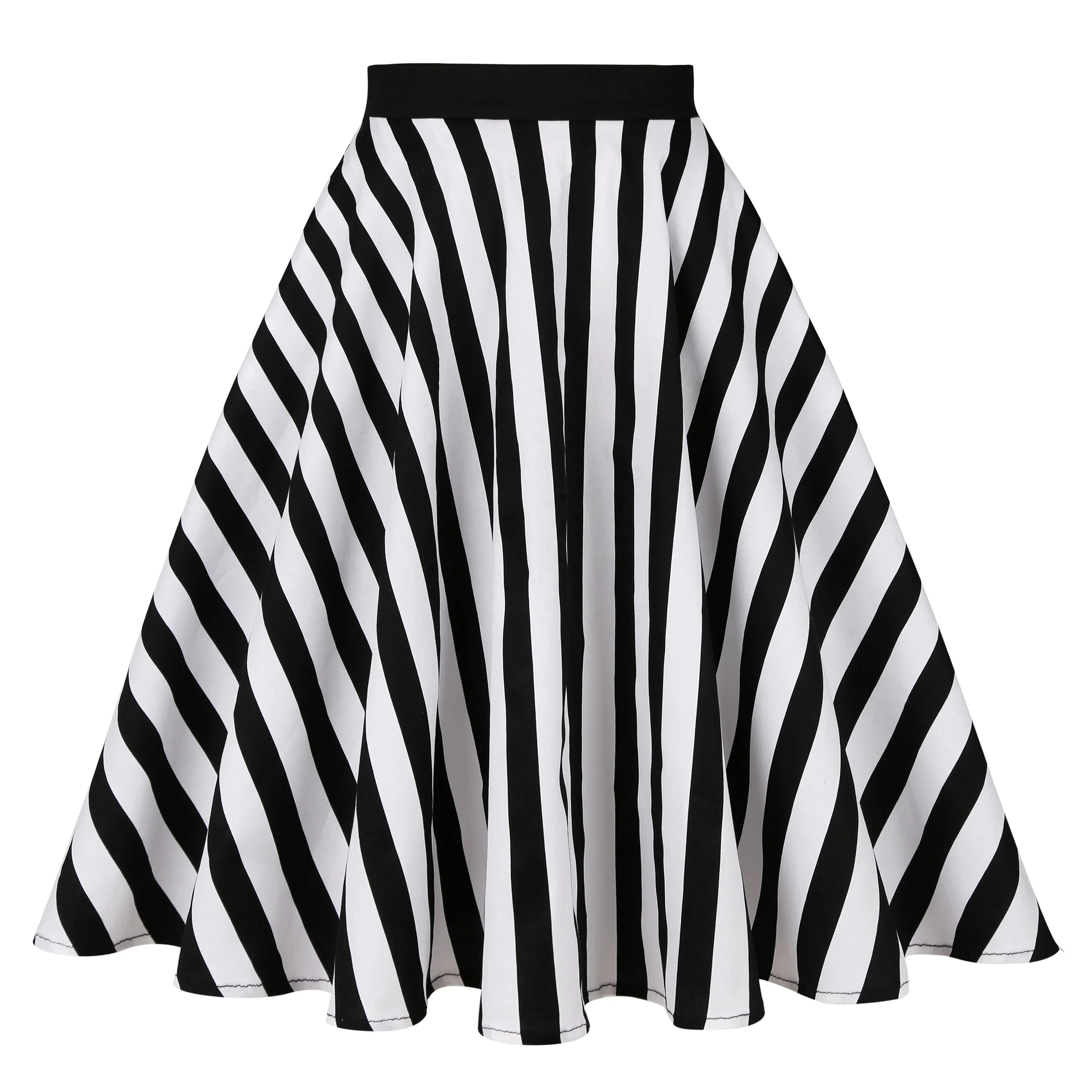 Women Skirt 2021 Autumn Fashion Striped Midi Skirt Cotton Vintage Black ...