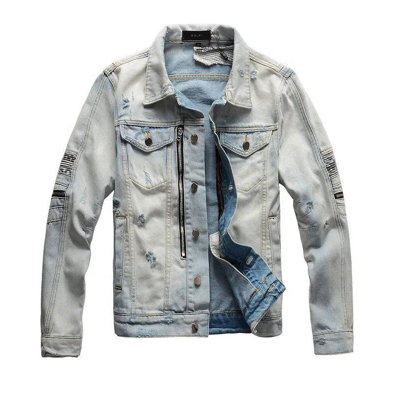 

hot sale usa brand amiry top thick hole denim men jean jacket