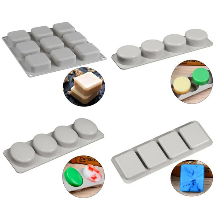 

New easy to clean practical DIY silicone soap mold ellipse square round silicone mold, Grey