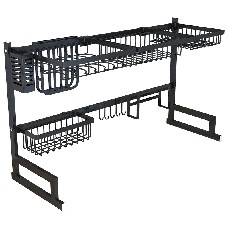 

Black stainless steel kitchen Drainning plate shelf, Silver