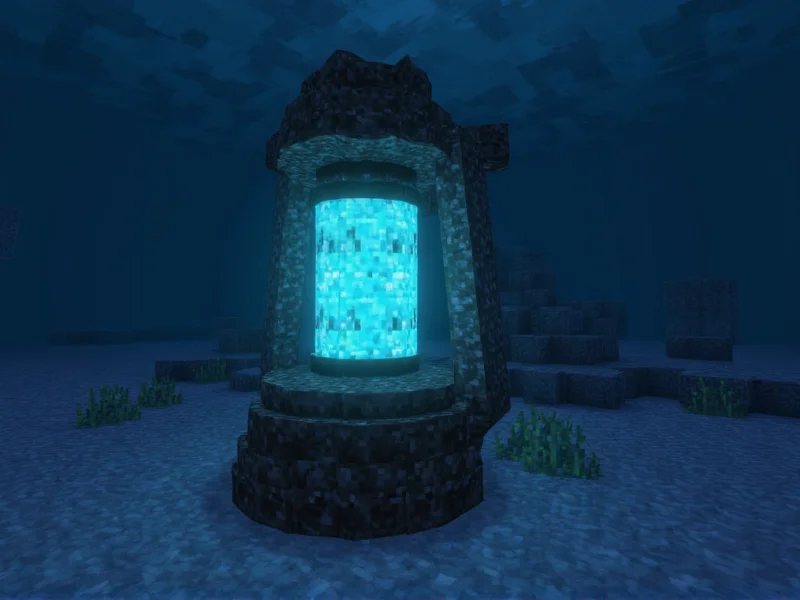 Glowing sea lantern lighting underwater Minecraft base