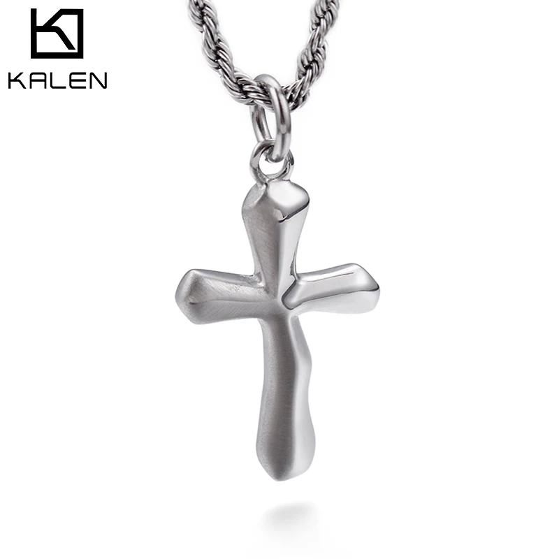 

KALEN Stainless Steel Silver Personalized Cruz Pendant Bend Design