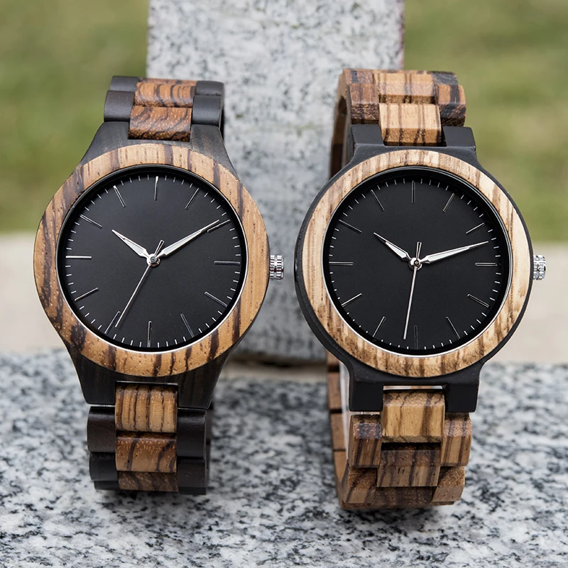 

Dodo Deer Original Classic Zebra Wood Black 46mm Large Round Dial Wristwatch Casual Sports Business Mens Wooden Wrist Watches