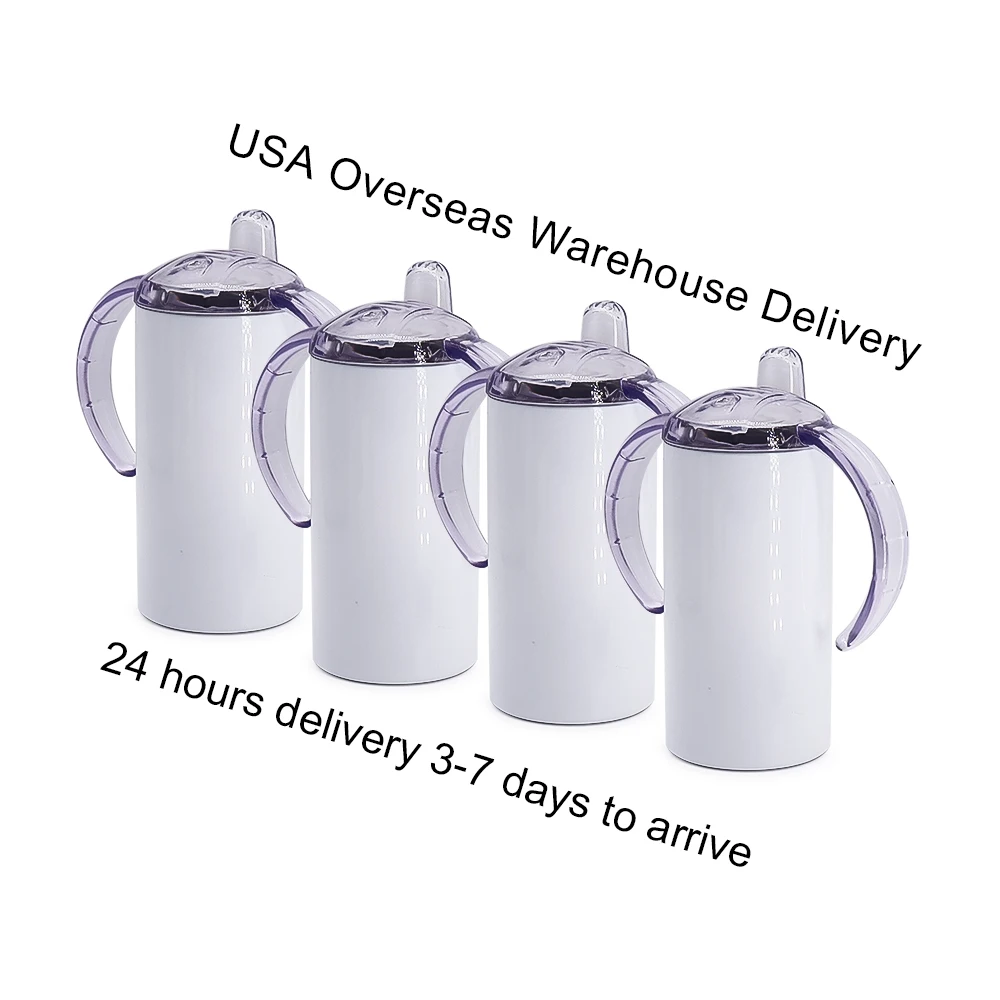 

USA STOCKED BPA Free 12oz kids Stainless Steel Straight sublimation blanks Tumbler sippy cup with 2 lids