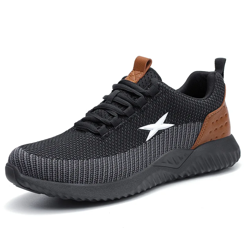 

Non-slip Wear-resistant Lightweight Sneakers Indestructible Steel-toed Shoes Men's Work Shoes Safety Shoes, Black blackbrown
