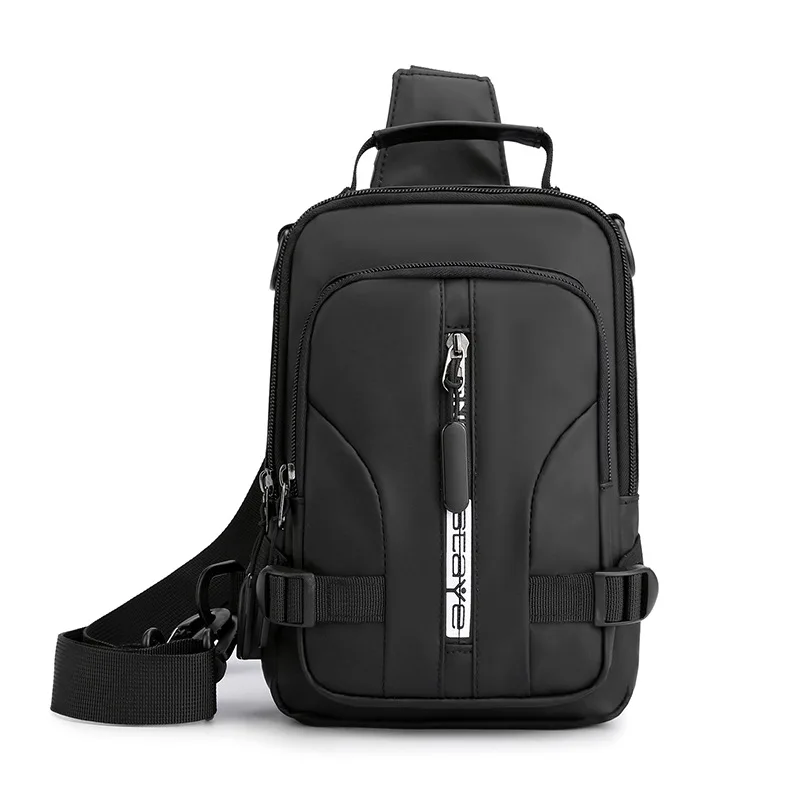 

Multipurpose Men Nylon Water Resistant Shoulder Chest Crossbody Sling Shoulder strap bag Backpack with Usb Charging Port, 3 colors