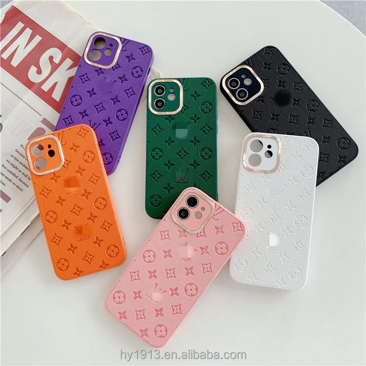 

2021 Fashion brand Design pu leather lens protection colorful phone case back cover for iphone X XS XR XSMAS 13 12 11 pro max