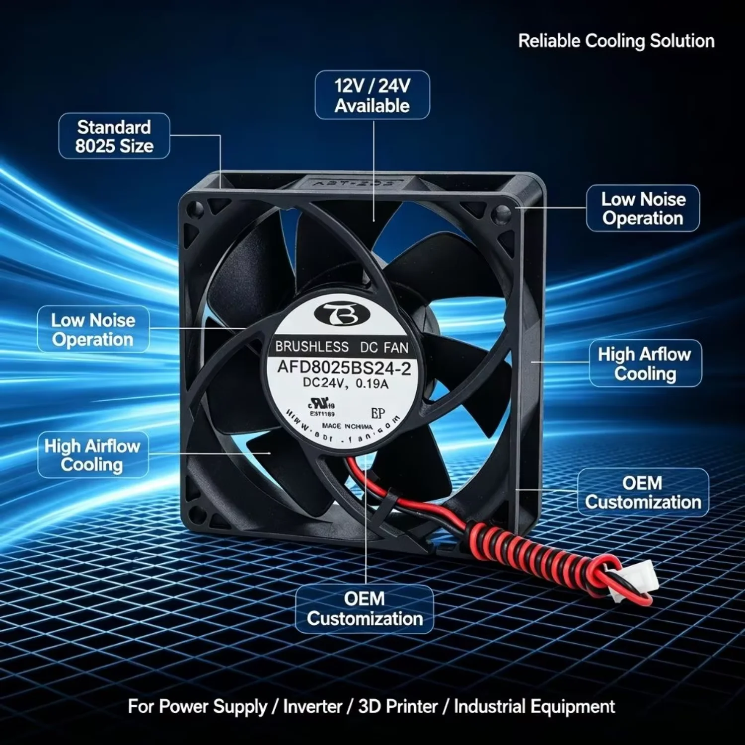 Fan, IP68, Waterproof, 80mm, 8025 - detail 4