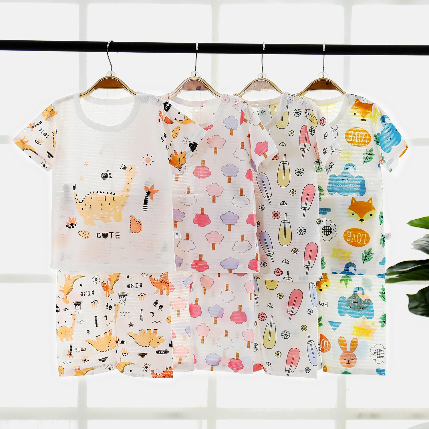 

Children's summer suits breathable home clothes boys pajamas quick-drying girls short-sleeved air conditioning clothes, Picture shows