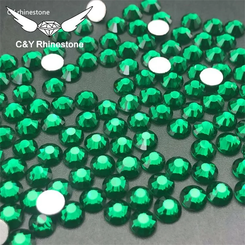 

CY Emerald Wholesale Foiled Back Loose Non Hotfix Flatback Glass Crystal Green Rhinestones