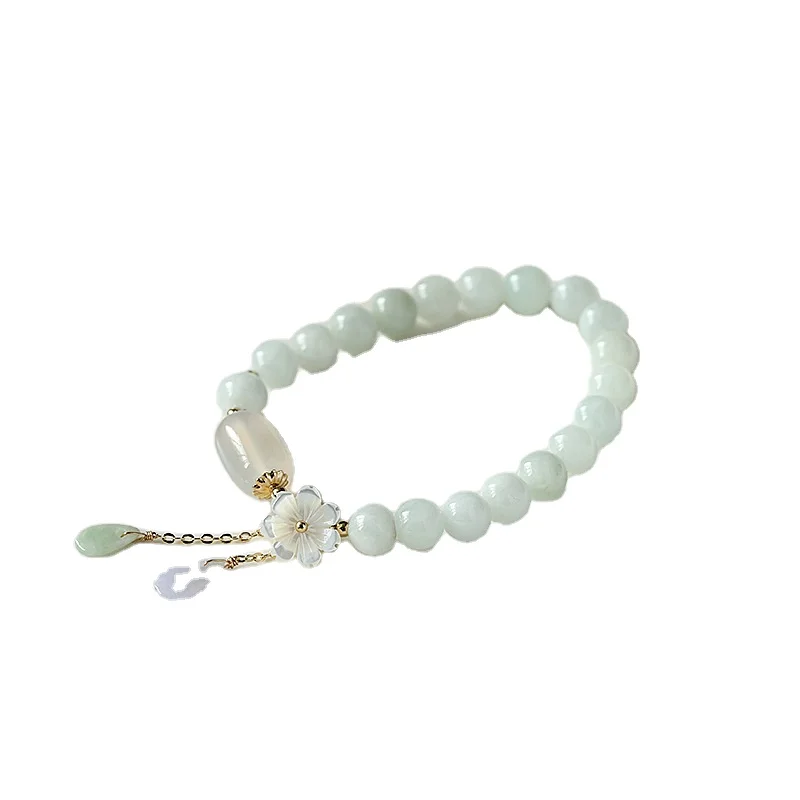 

Free shipping Natural jade 14K gold - clad women's pendant Natural shell flower jade water drop bracelet