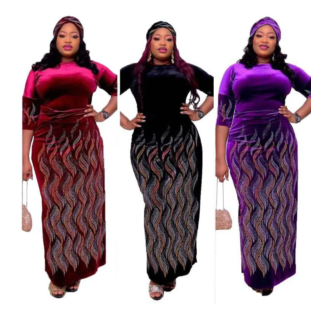 

20805-SW50 O-Neck printed plus size maxi dress women sehe fashion, 3 colors