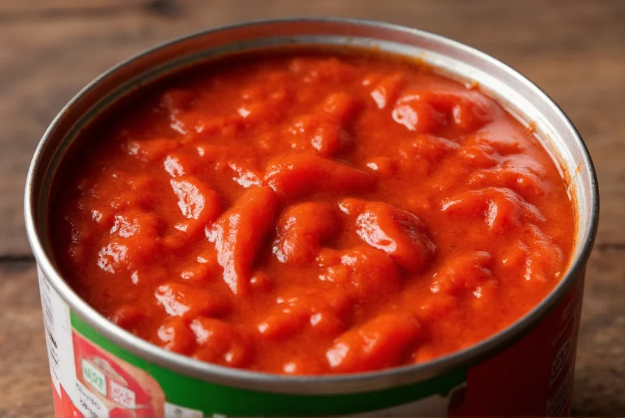 Close-up of Castleberry chili can showing the distinctive label and texture of the beanless chili inside