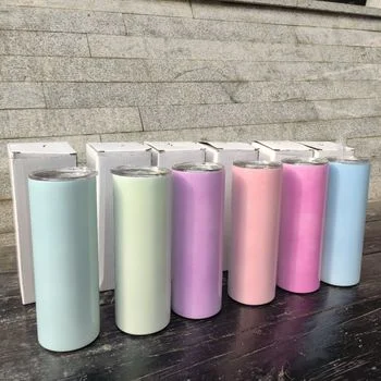 

20 oz Wholesale Cup Coffee Mug Tumbler Light Variable Sun Light Sensing Skinny Straight Sublimation UV Color Changing Tumblers, Sky blue/hot pink/coral/purple/green/blue