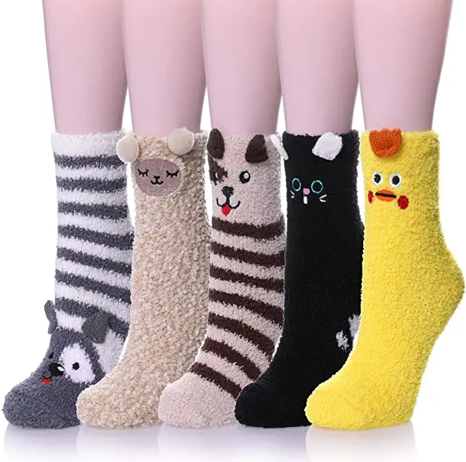 

XY-0150 Soft Cute Funny Animal Fuzzy Home Warm Winter Socks Woman, Custom color