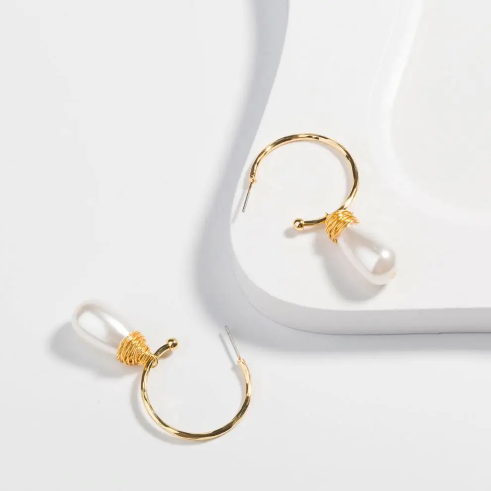 

Hot Sale Stud Double Sided Pearl Earring Necklace, Gold