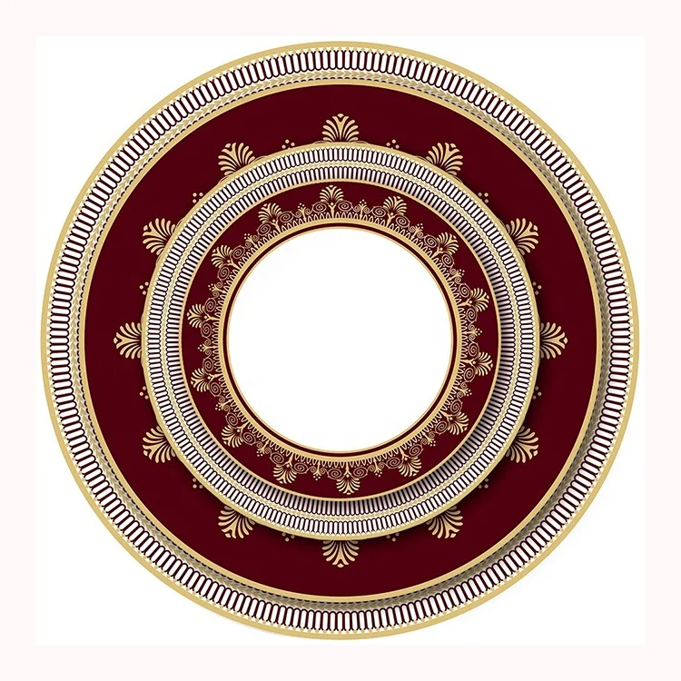 

Dinnerware matt Bone China Banquet Plate Royal Albert Red And Gold Pattern Ceramic Wedding Plate