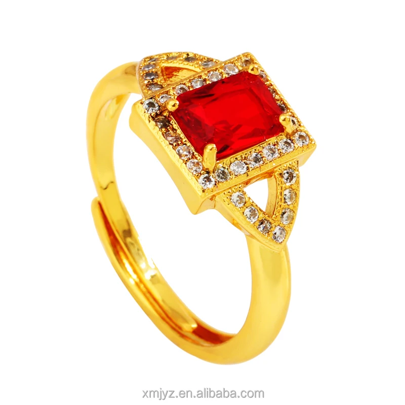 

Foreign Trade E-Commerce Hot Models European And American Jewelry Ring Creative Square Ruby Ladies Ring Jewelry Wholesale