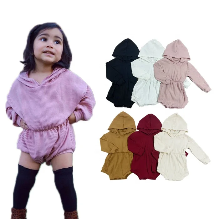

Hot Sale Solid Color Infant Girl Sweater Hoodie Kids Knit Jumpsuit, Pink, nude,black, burnt, white