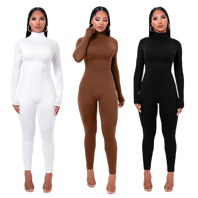 

2022 New Arrivals Elegant Jumpsuits Lingerie Bodysuits Long Sleeve Sexy One Piece Bodycon Jumpsuit for Women, As pictures