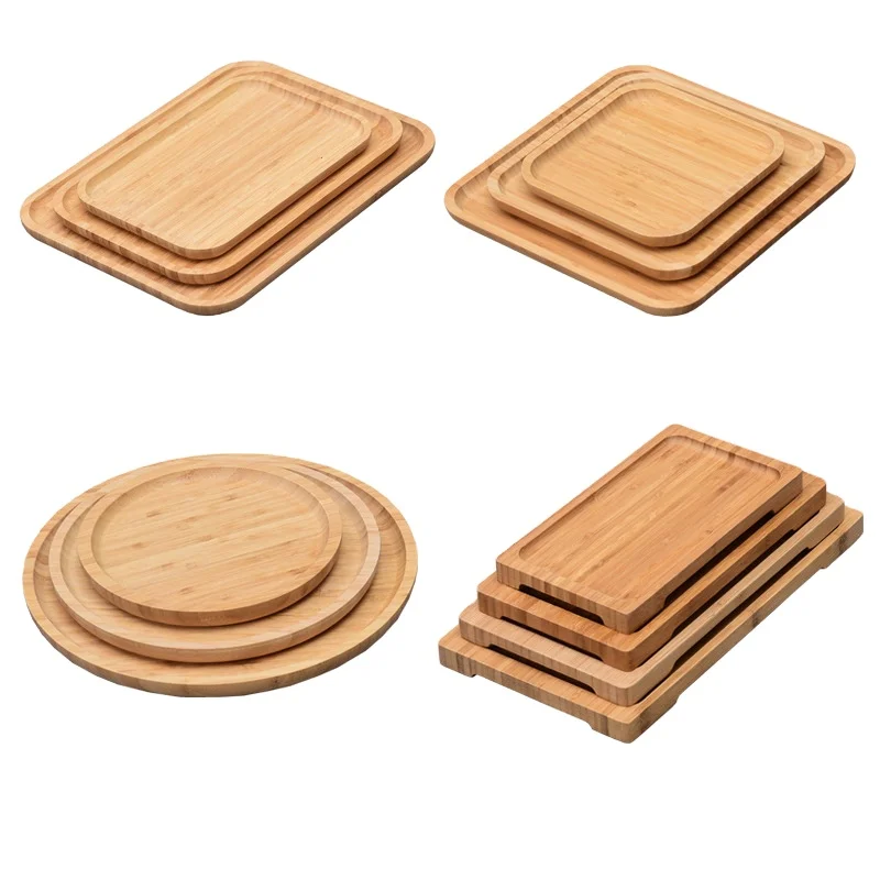 

Factory Wholesale Custom Logo Fast Eco Friendly Bamboo Serving Tray Set, Customized color