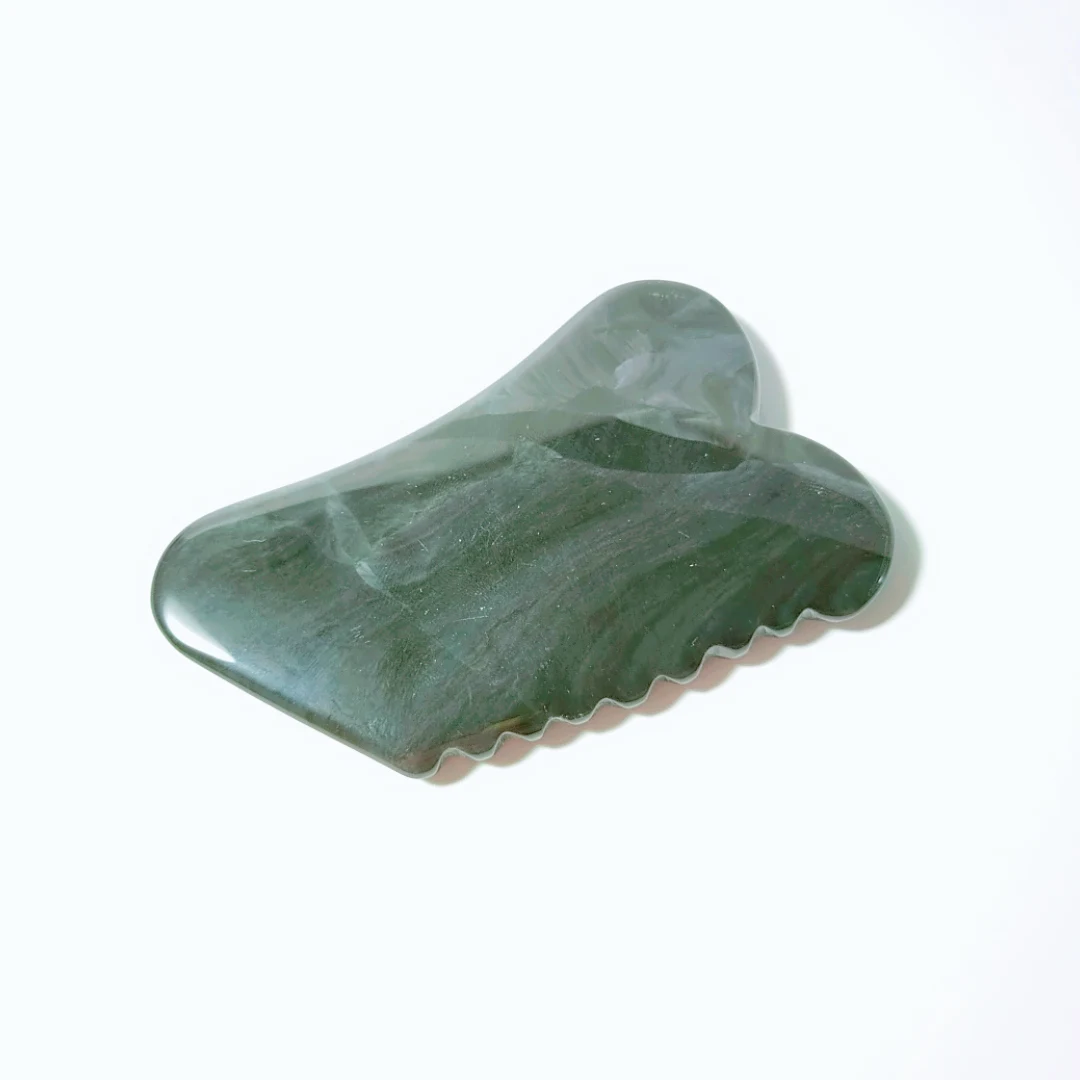 

Facial body beauty care gua sha board in jagged square shape moss agate massage for anti aging