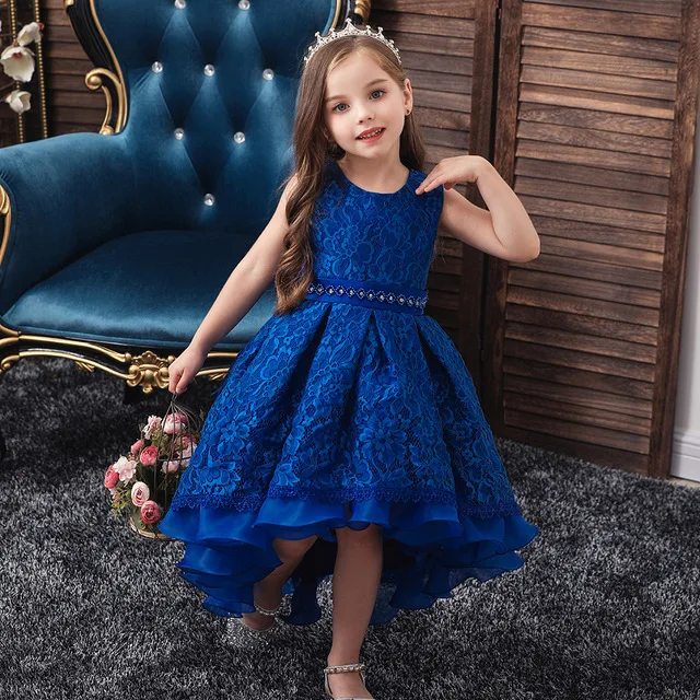 

Summer new children's princess dress girls trailing dress in the big children's lace show small dress