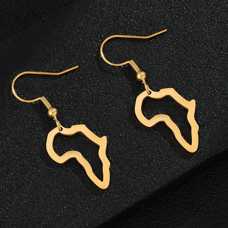 

New European Fashion Glossy Stainless Steel Gold Africa African Earrings