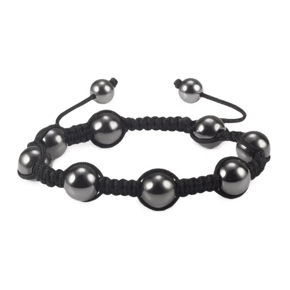 

Energinox Handcrafted Strength Natural Pain Relief & Healing 10mm Beaded Therapy Magnetic Hematite Bracelet, Black