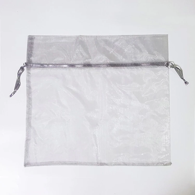 High Quality Gray Organza Pouch for Jewelry Custom Wholesale with Drawstring Sealing Handle for Gift Packaging with Logo