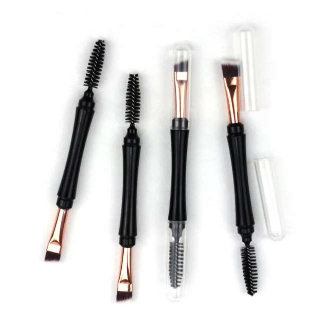 

BS-MALL Double Ended Eyebrow Brush Private Label Angled Brow Brush Spoolie Brush, Black/custom color eyebrow brush