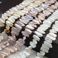 

`10x23 mm big biwa baroque shape keshi pearl loose freshwater pearl in strand .