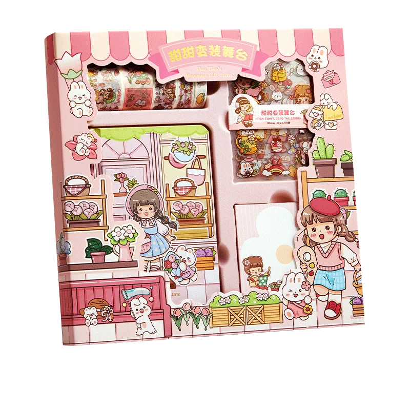 

116pcs Kawaii Stationery Set Cartoon Memo Pad Tapes Set Journal Stickers School Letter paper Notebook Gift Set