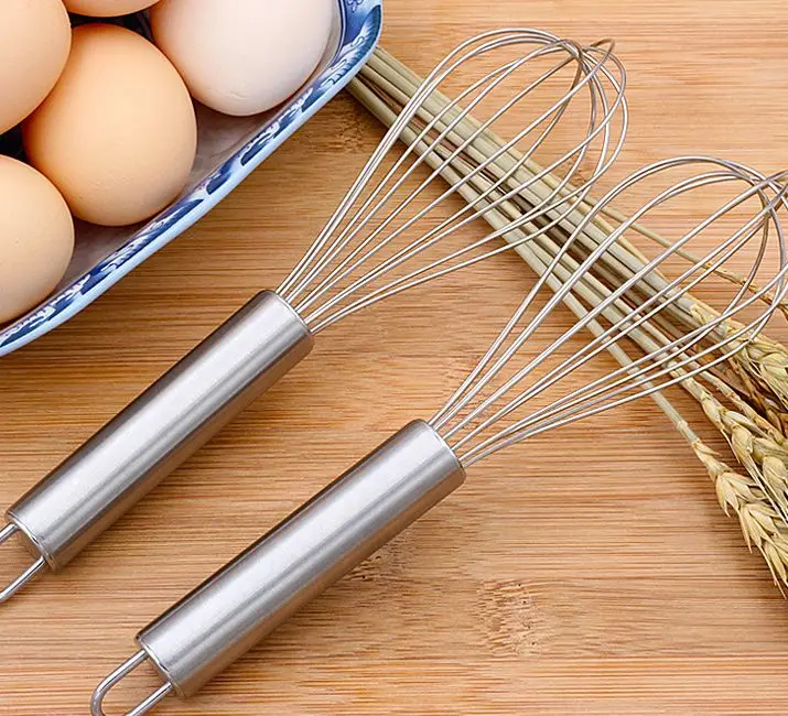 

K10 Stainless Steel Egg Beater Hand Whisk Mixer Balloon Wire Whisk for Blending Beating Stirring 8 inch Egg Beaters, As pic