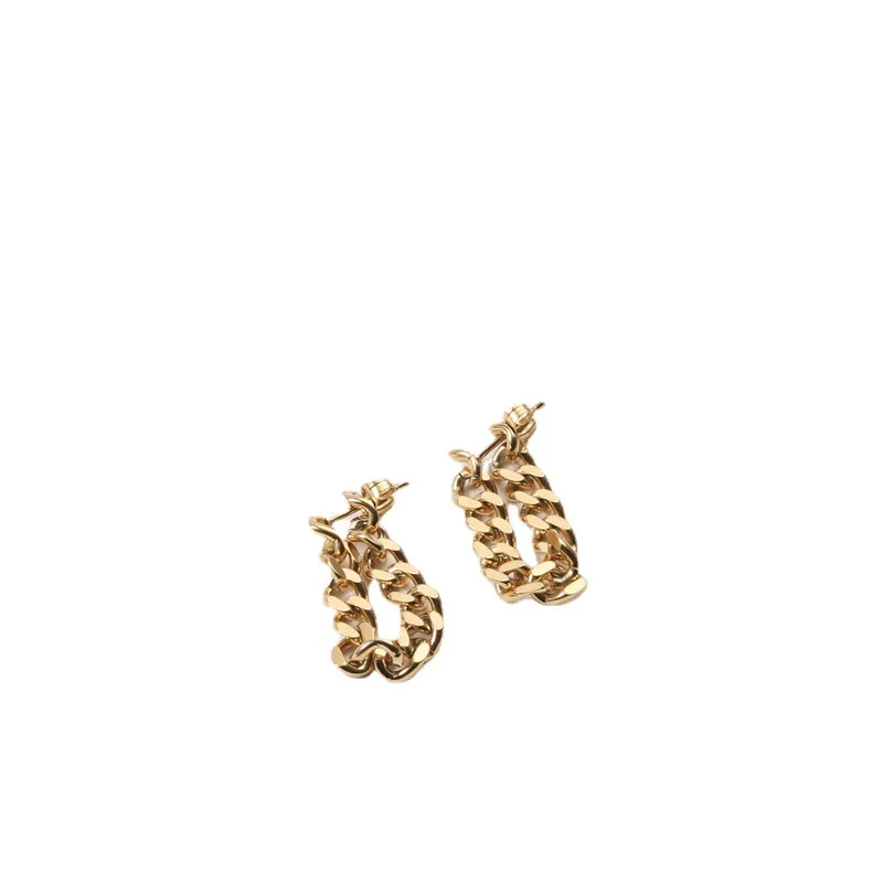 

2021 18K PVD Gold Plated Double Chain Earring Stainless Steel Plated Gold Jewelry Minimalist Earrings