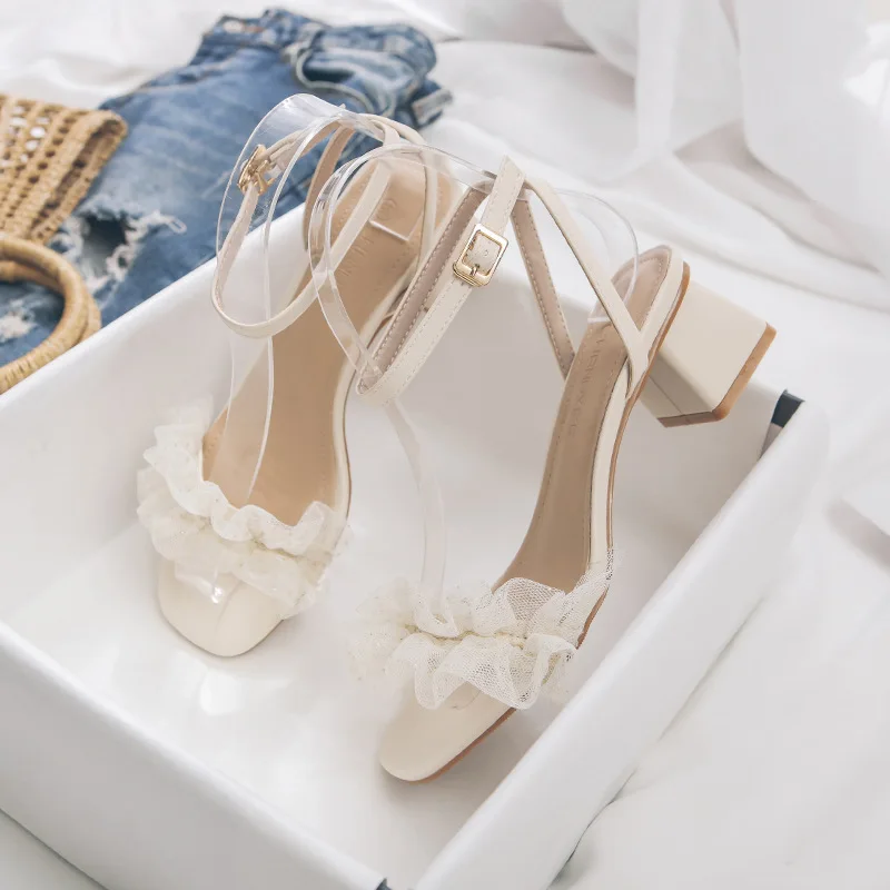 

Genuine Gold Color Cotton Fabric Lining Material Plum Color Heeled Sandals