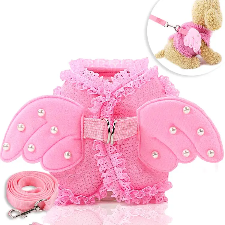 

Angel wings breathable comfort chest costume party design wholesale custom products cat dog pet traction tow rope