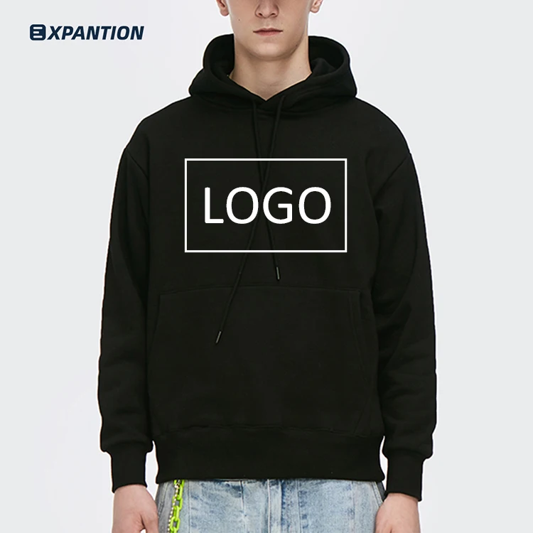 

EXP manufacturer long sleeves heavy fleece oversize sublimated black solid color basic blank oem custom logo men hoodie, 12 colors in stock goods