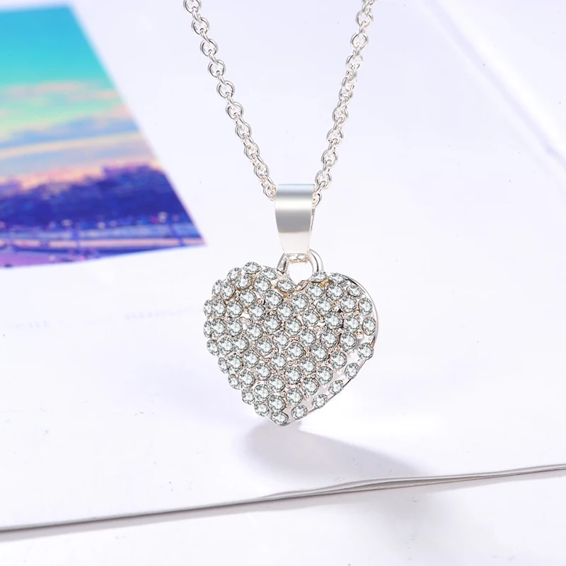 

Sparkling Dance Women's Heart Pendant Necklace with Full Filled Clear Crystals On a Rhodium Plated Chain 18"