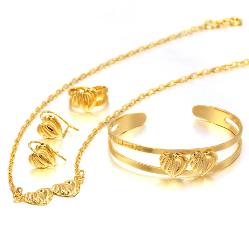 

Ethlyn Gold Plated Fashion Lovely Trendy Children Baby Jewelry Sets Necklace/Earrings/Ring/Bangle Kids Gifts Arab Feature S157