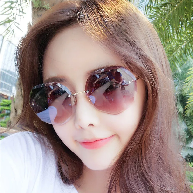 

SKYWAY Luxury Rimless Female Vintage UV400 Sun Glasses Fashion Polygon Sunglasses