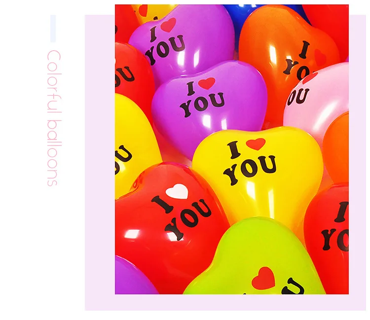 2g heart-shaped latex balloon i love you valentines day